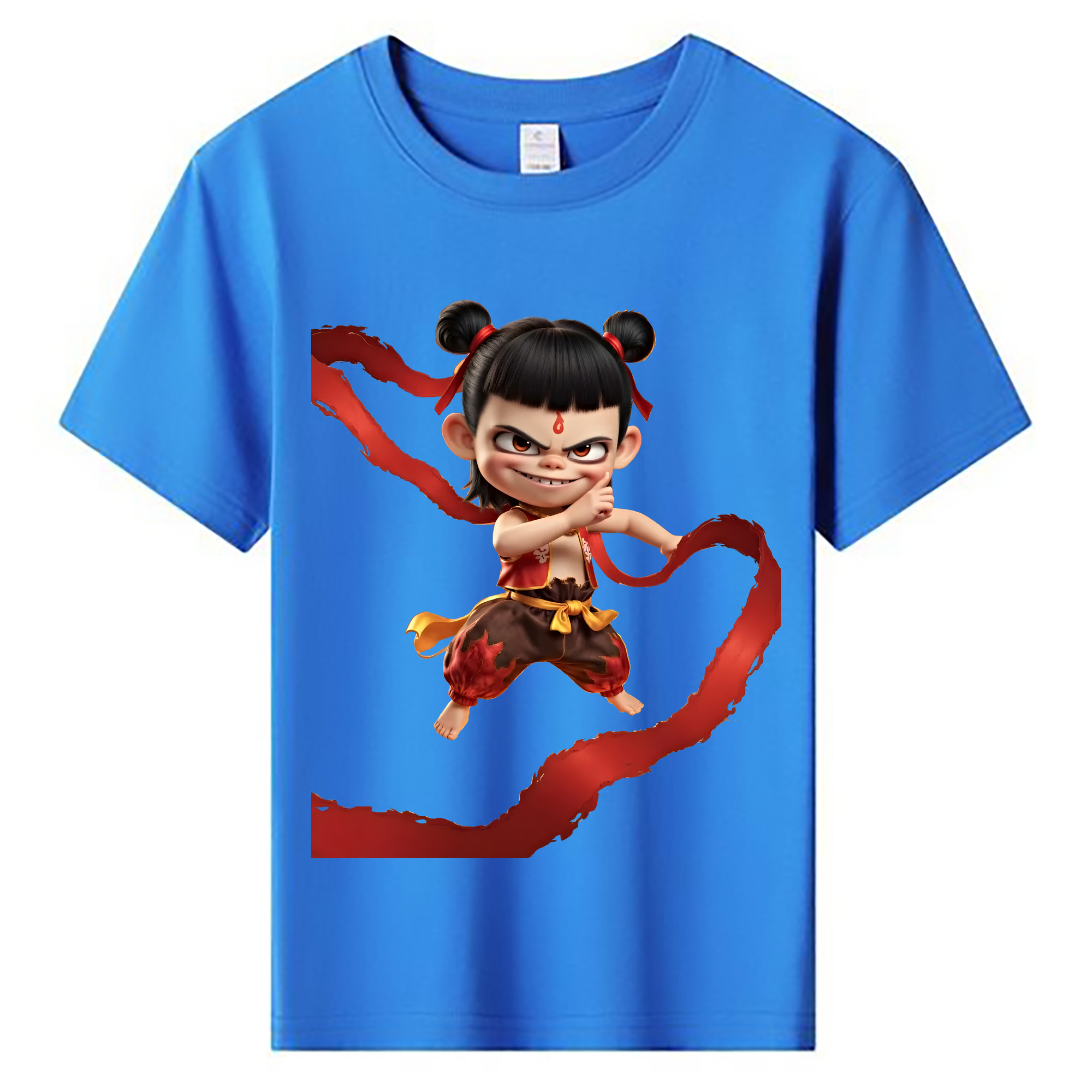 （画像用） Ne Zha 2 ナタ 魔童の大暴れ 綿100％キッズTシャツ（フロントプリント）